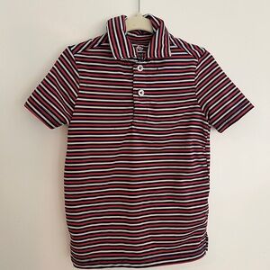 Class Club Short-Sleeve Striped Polo in Navy, Red & White